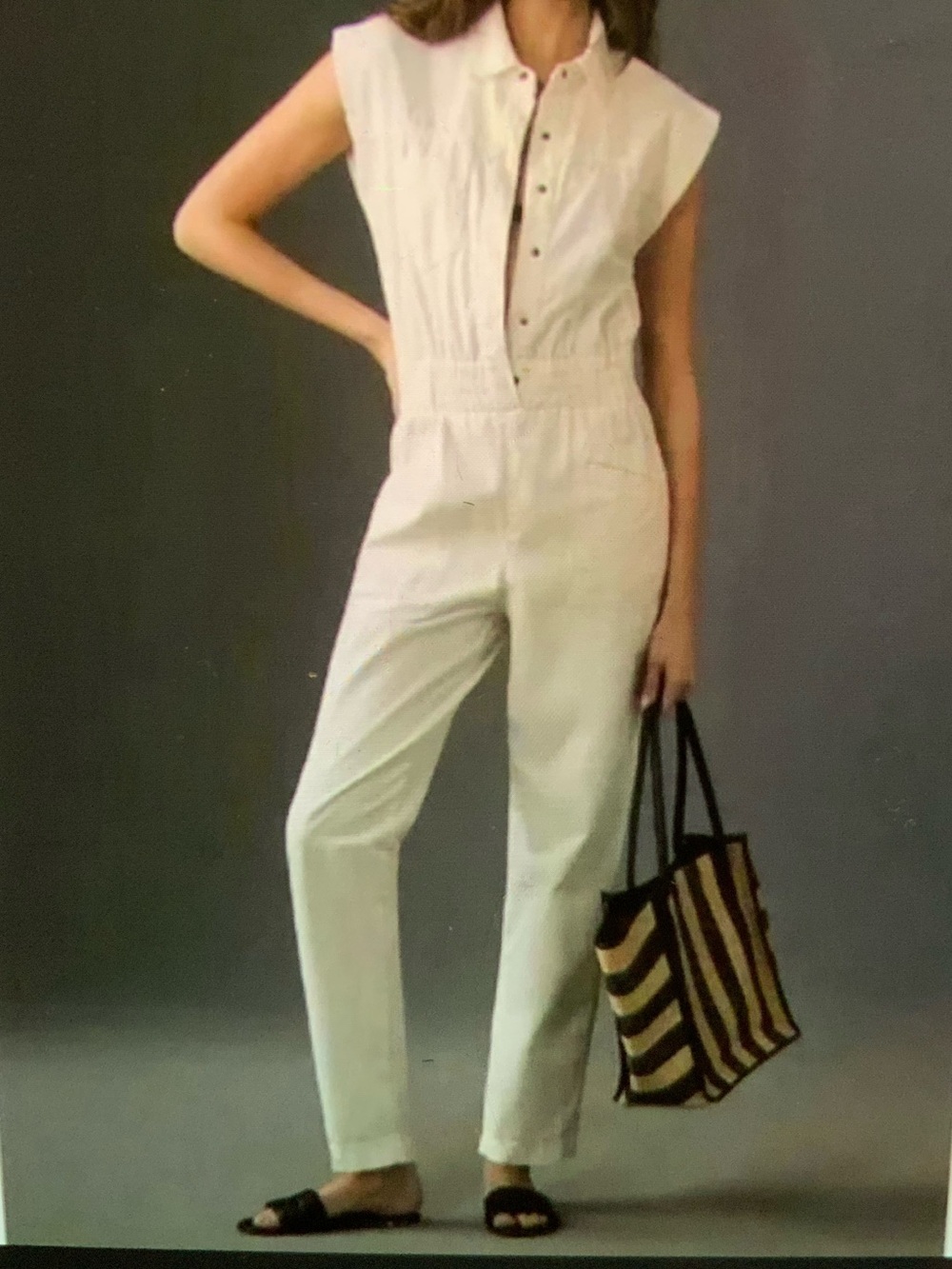 Blank NYC Pistola Rosie Button Sleeveless White Button-Front Jumpsuit SMALL
